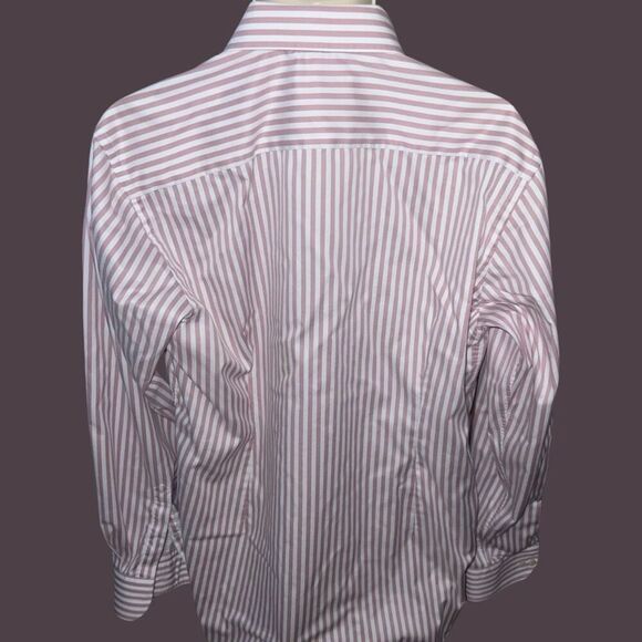 Eton Contempory Signature Twill Pink Stripe Dress Shirt Size 18 #24 - Picture 4 of 5